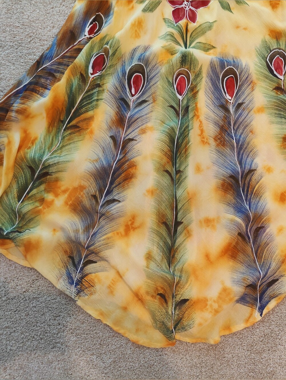 Stunning Boho Style Floral & Peacock Umbrella Sundress - Picture 2 of 5